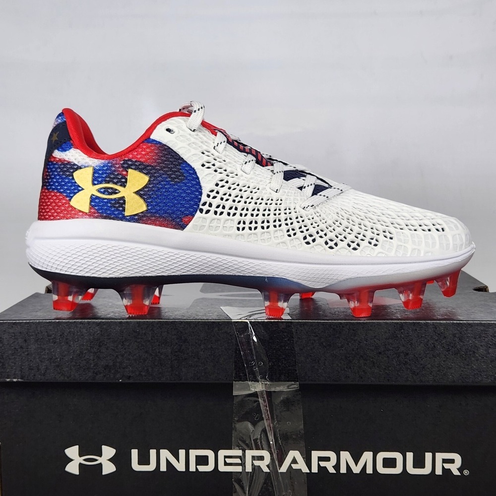 Under Armour Glyde MT TPU USA Softball Cleats Women Size 7 White Patriotic